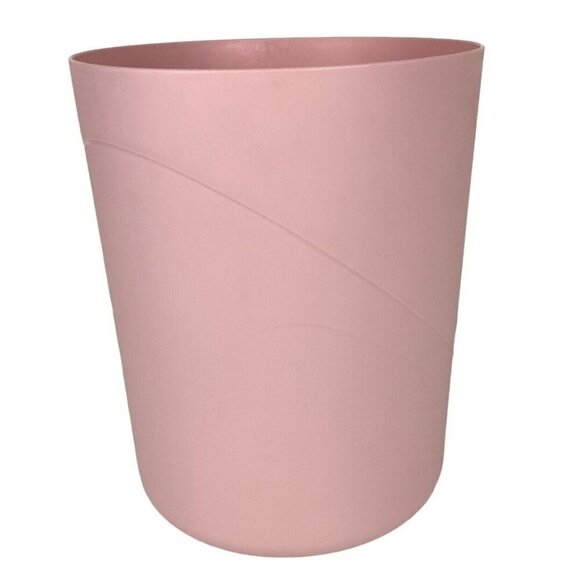Rubbermaid Molded Plastic Wastebasket Pale Pink Round Column Vintage 80s - Picture 4 of 7